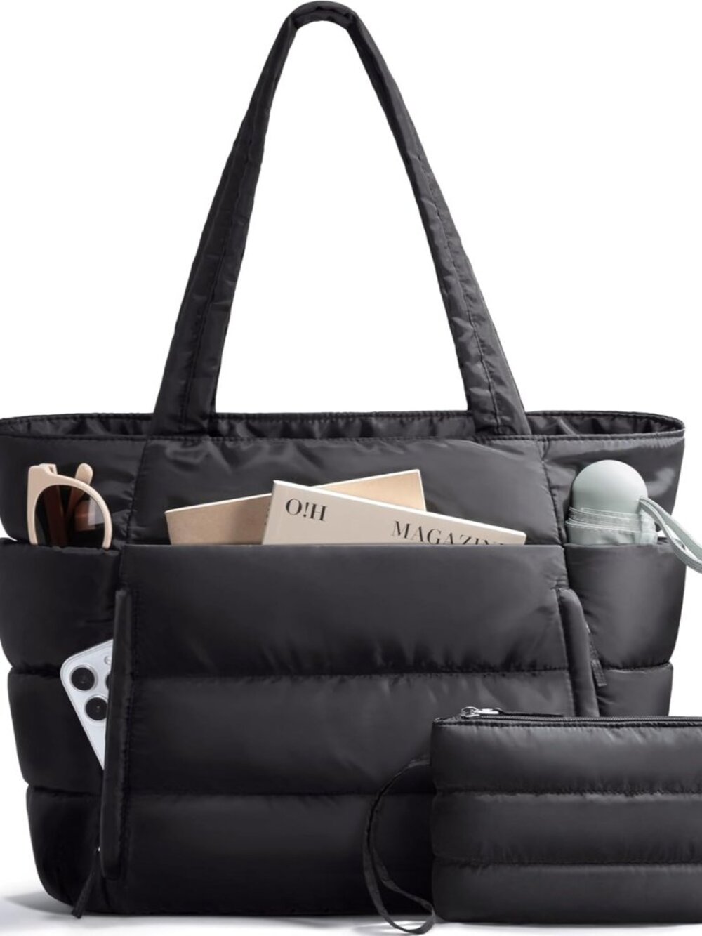 Puffer Tote Bag for Women, Lightweight Puffy Work Handbag Teacher Nurse Quilted